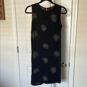 Vintage Y2K Esprit Black Silver Sheath Midi Dress Cocktail